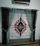Grey & Black Net Curtains Set