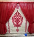 Red Net Curtains Set
