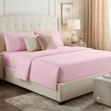 Plain Baby Pink Fitted Bed Sheet