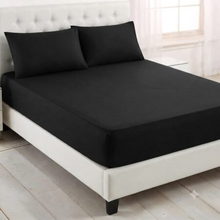 Plain Black Fitted Bed Sheet