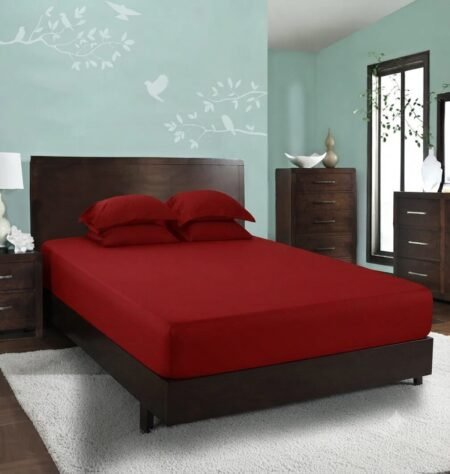 Plain Red Fitted Bed Sheet
