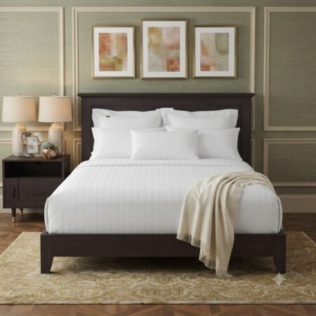 Plain White Stripe Bedding