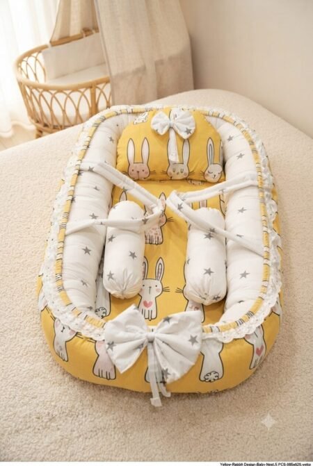 Yellow Rabbit Design Baby Nest – 5 PCS