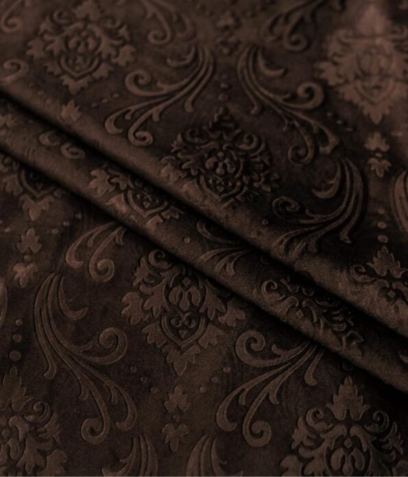 Embossed Brown Velvet Curtains Premium Quality ( Set of 2 Pcs ) for ...