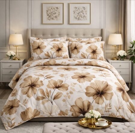 Flower Printed Comforter Set ( 6 PCS – 8 PCS )