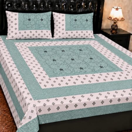 Printed Patchwork Embroidered Bed Sheet GN Design (24)