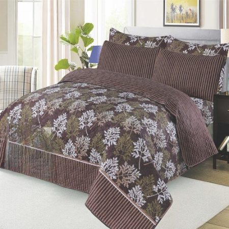 Dark Bown Colours Printed Bed Sheet With 2 Pillow Covers