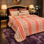 Premium Luxury Plush Comforter – Peach Blossom Stripe
