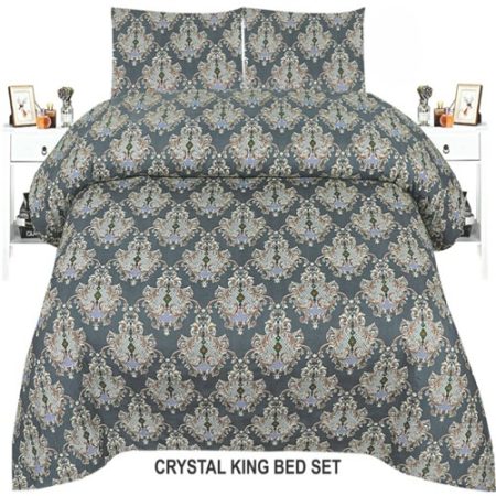 Grey Colours Printed Bed Sheet With 2 Pillow Covers