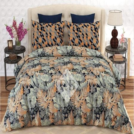 Leave Colours Printed Bed Sheet With 2 Pillow Covers