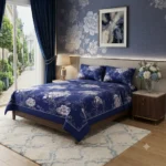 Midnight Blue & Silver Bloom Bedding