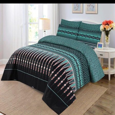Multi Black Colours Printed Bed Sheet With 2 Pillow Covers