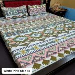 Pink Colours Printed Bed Sheet With 2 Pillow Covers