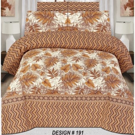 Leave Brown Printed Bed Sheet With 2 Pillow Covers