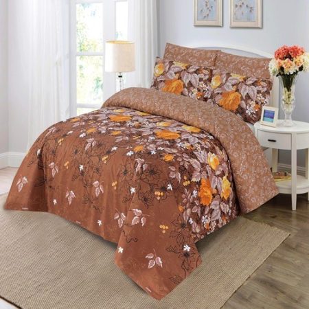 Organe Colours Printed Bed Sheet With 2 Pillow Covers (3)