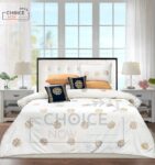 Plain White Silk Satin Bridal Bed Set with Block Printing (1)
