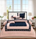 Premium Pink & Navy Floral Bed Comforter Set
