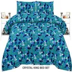 Blue Flowers Colours Printed Bed Sheet With 2 Pillow Covers