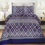 Blue Lining Colours Printed Bed Sheet With 2 Pillow Covers