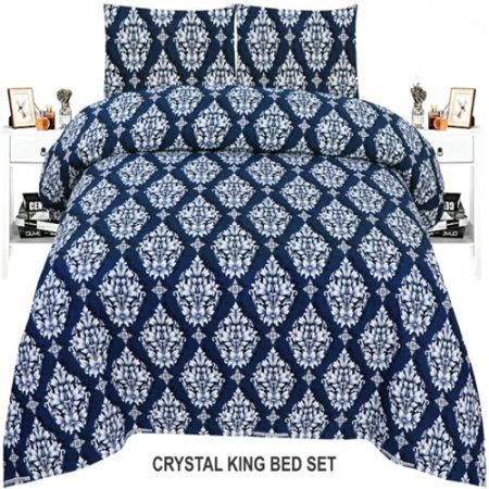 Dark Blue Colours Printed Bed Sheet With 2 Pillow Covers