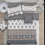 Grey Colours Printed Bed Sheet With 2 Pillow Covers