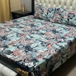 Leave Colours Printed Bed Sheet With 2 Pillow Covers