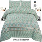 Light Green Colours Printed Bed Sheet With 2 Pillow Covers