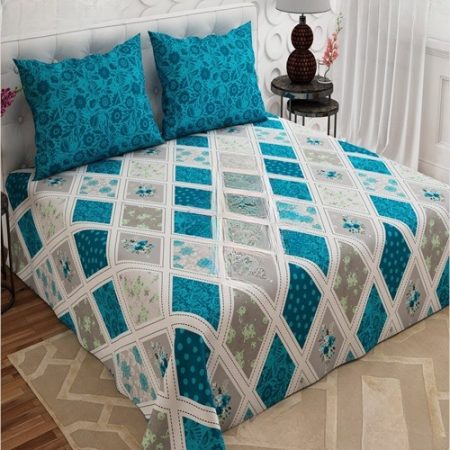 Multi Colours Printed Bed Sheet With 2 Pillow Covers