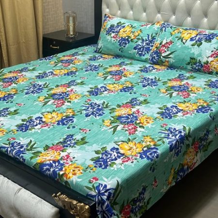Sky Colours Printed Bed Sheet With 2 Pillow Covers