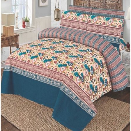 Zink Colours Printed Bed Sheet With 2 Pillow Covers