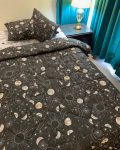 Black and White Moon Star Character Kids Bedding