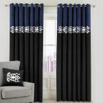 Blue & Black Velvet Laser Cut Design Curtains ( Set of 2 Pcs with 2 Belts )