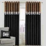 Brown & Black Velvet Laser Cut Design Curtains ( Set of 2 Pcs with 2 Belts )