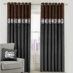 Brown Grey Velvet Laser Cut Design Curtains ( Set of 2 Pcs with 2 Belts )