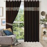 Chocolate & Golden Velvet Laser Cut Design Curtains ( Set of 2 Pcs with 2 Belts )