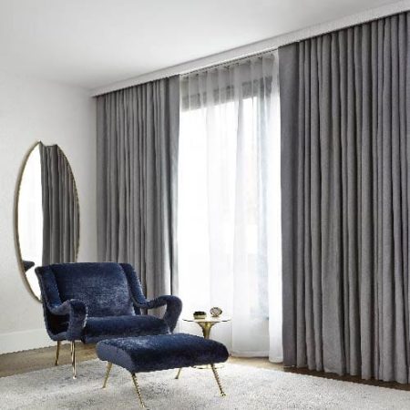 Grey Velvet & White Chiffon Curtains Premium Quality ( Set of 4 Pcs with 2 Belts )