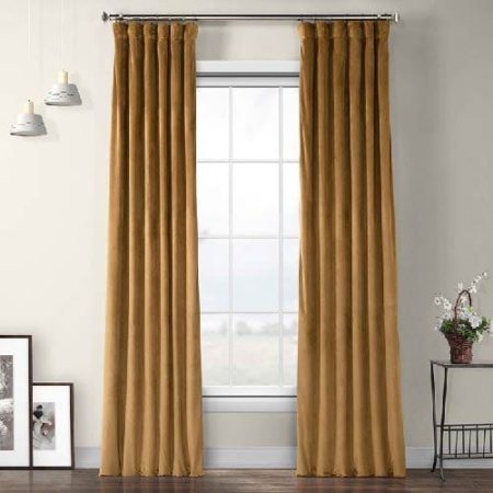 Plain Camel Brown Velvet Curtains Premium Quality ( Set of 2 Pcs )