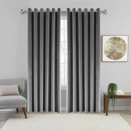 Plain Grey Velvet Curtains Premium Quality ( Set of 2 Pcs )