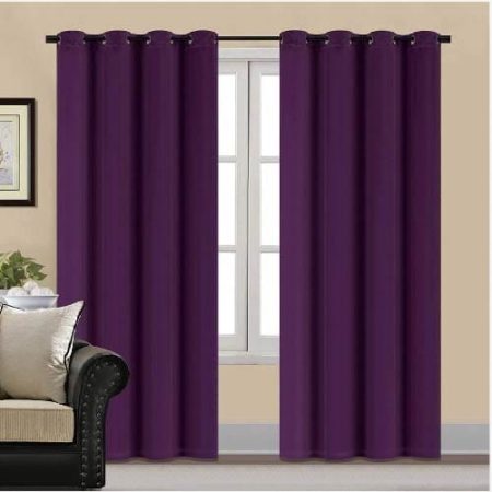 Plain Purple Velvet Curtains Premium Quality ( Set of 2 Pcs )