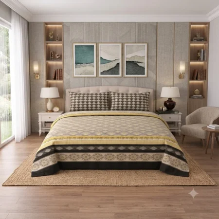Classic Yellow & Black Geometric Bedding Set