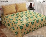 Lemon Green Printed Bed Sheet With 2 Pillow Covers