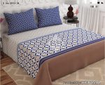 Light Blue Printed Bed Sheet With 2 Pillow Covers