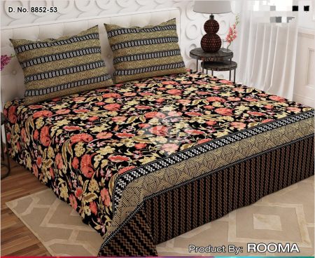 Multi Flowers Printed Bed Sheet With 2 Pillow Covers