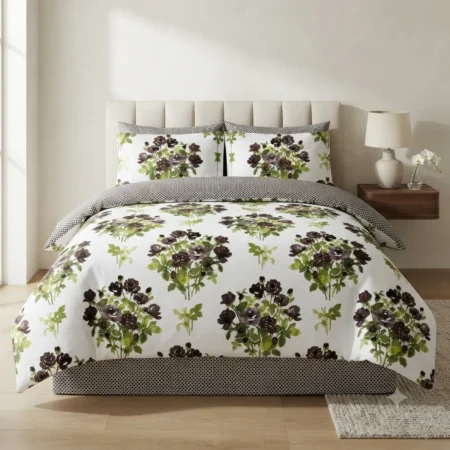 Dark Floral Elegance Bed Sheet