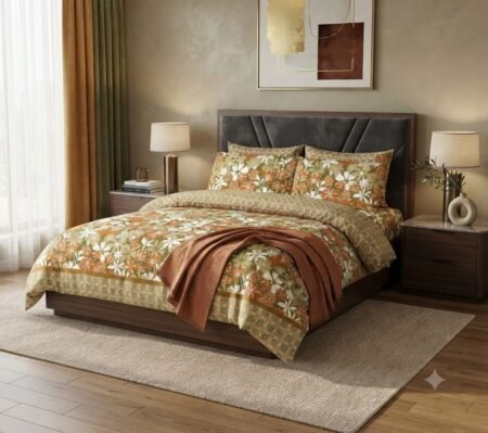 Earth-Tone Floral Harmony Premium Cotton Bed Sheet Set