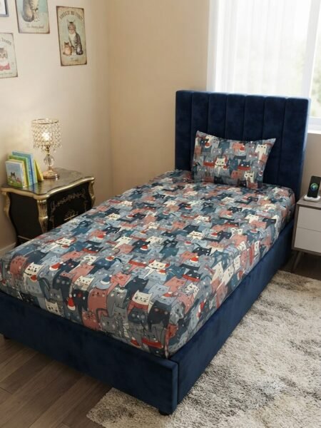 Festive Cats kids Bed Sheet