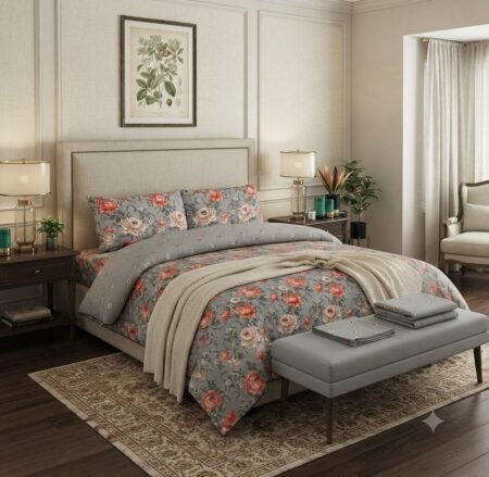 Floral Design Printed Bed Sheet With 2 Pillow Covers
