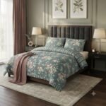 Grayish Printed Bed Sheet With 2 Pillow Covers