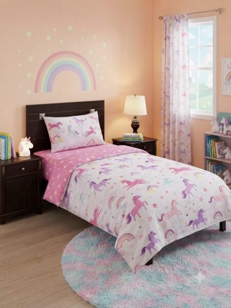 Magical Unicorn & Rainbow Kids Bed Sheet