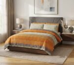 Orange Printed Bed Sheet With 2 Pillow Covers